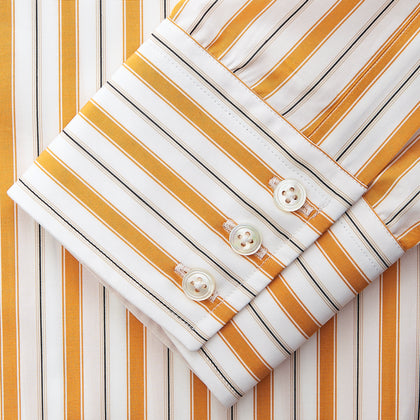 Orange Multi Stripe Regular Fit Shirt with T&A Collar and 3 Button Cuffs Image 4