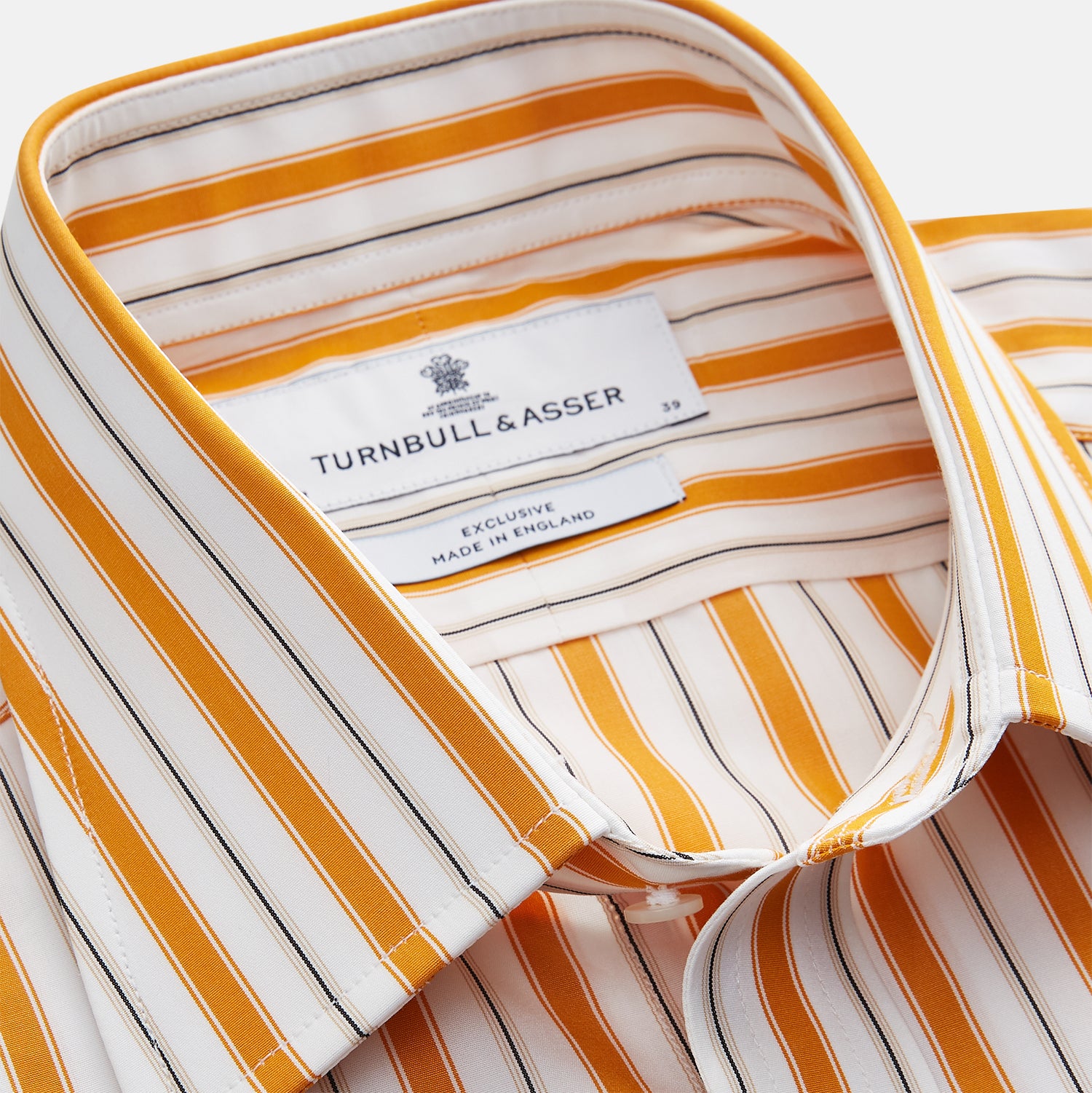 View 4 of product Orange Multi Stripe Regular Fit Shirt with T&A Collar and 3 Button Cuffs