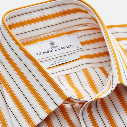 Orange Multi Stripe Regular Fit Shirt with T&A Collar and 3 Button Cuffs Image 3