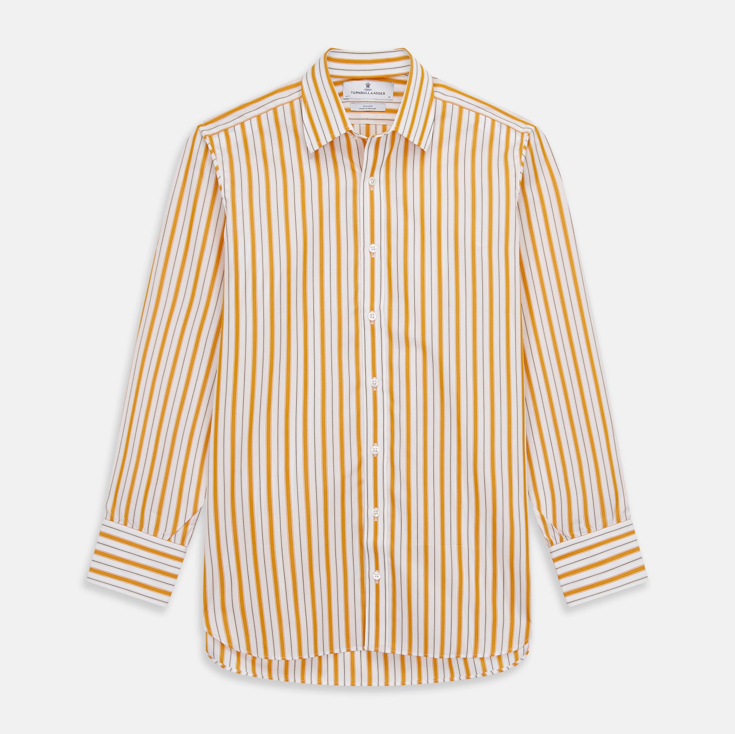 View 2 of product Orange Multi Stripe Regular Fit Shirt with T&A Collar and 3 Button Cuffs
