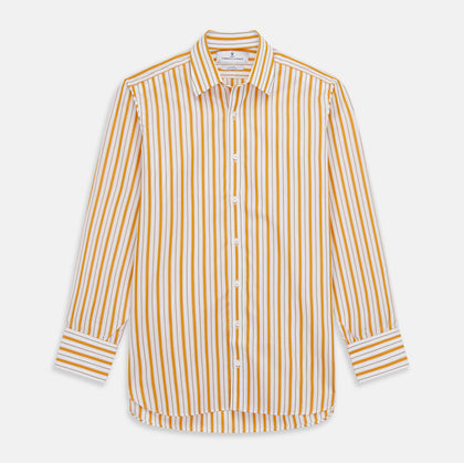 Orange Multi Stripe Regular Fit Shirt with T&A Collar and 3 Button Cuffs Image 1