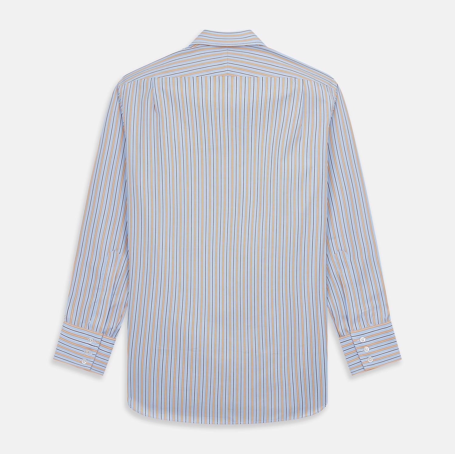 View 6 of product Blue, Orange & Navy Multi Stripe Regular Fit Shirt with T&A Collar and 3 Button Cuffs