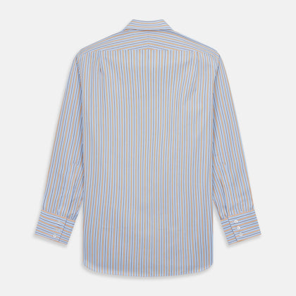 Blue, Orange & Navy Multi Stripe Regular Fit Shirt with T&A Collar and 3 Button Cuffs Image 5