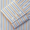 View 4 of product Blue, Orange & Navy Multi Stripe Regular Fit Shirt with T&A Collar and 3 Button Cuffs