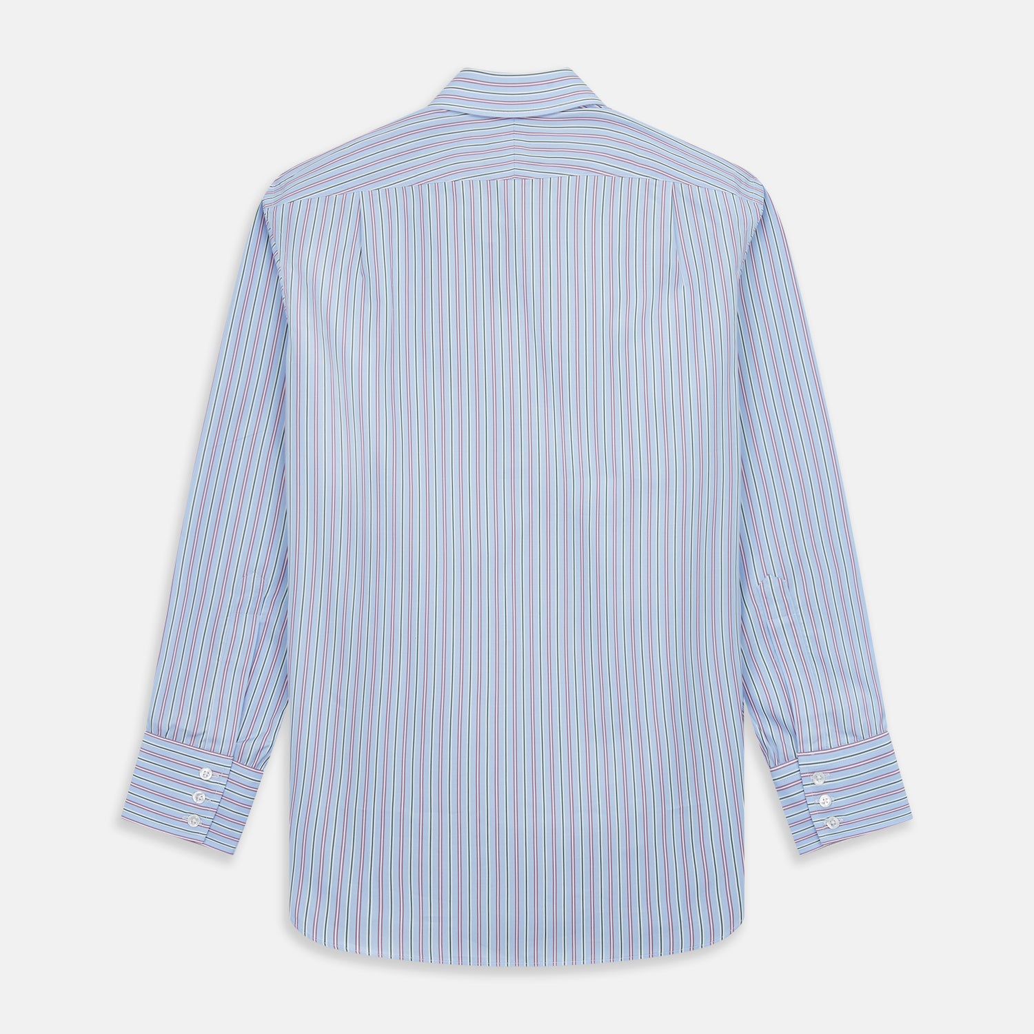 View 5 of product Blue, Purple & Green Stripe Regular Fit Shirt with T&A Collar and 3 Button Cuffs