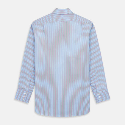 Blue, Purple & Green Stripe Regular Fit Shirt with T&A Collar and 3 Button Cuffs Image 4