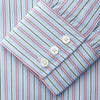 View 3 of product Blue, Purple & Green Stripe Regular Fit Shirt with T&A Collar and 3 Button Cuffs