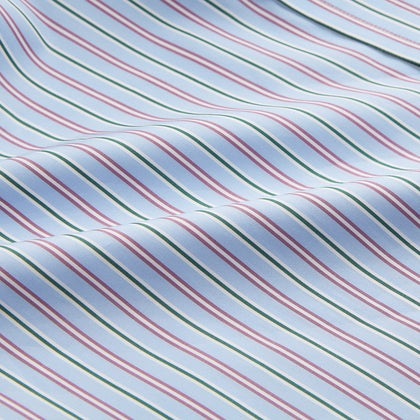 Blue, Purple & Green Stripe Regular Fit Shirt with T&A Collar and 3 Button Cuffs Image 3