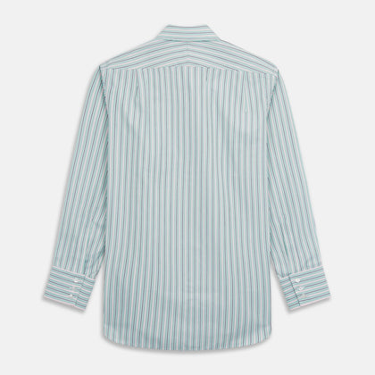 Green, Navy & Pink Stripe Regular Fit Shirt with T&A Collar and 3 Button Cuffs Image 4