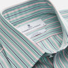 View 2 of product Green, Navy & Pink Stripe Regular Fit Shirt with T&A Collar and 3 Button Cuffs