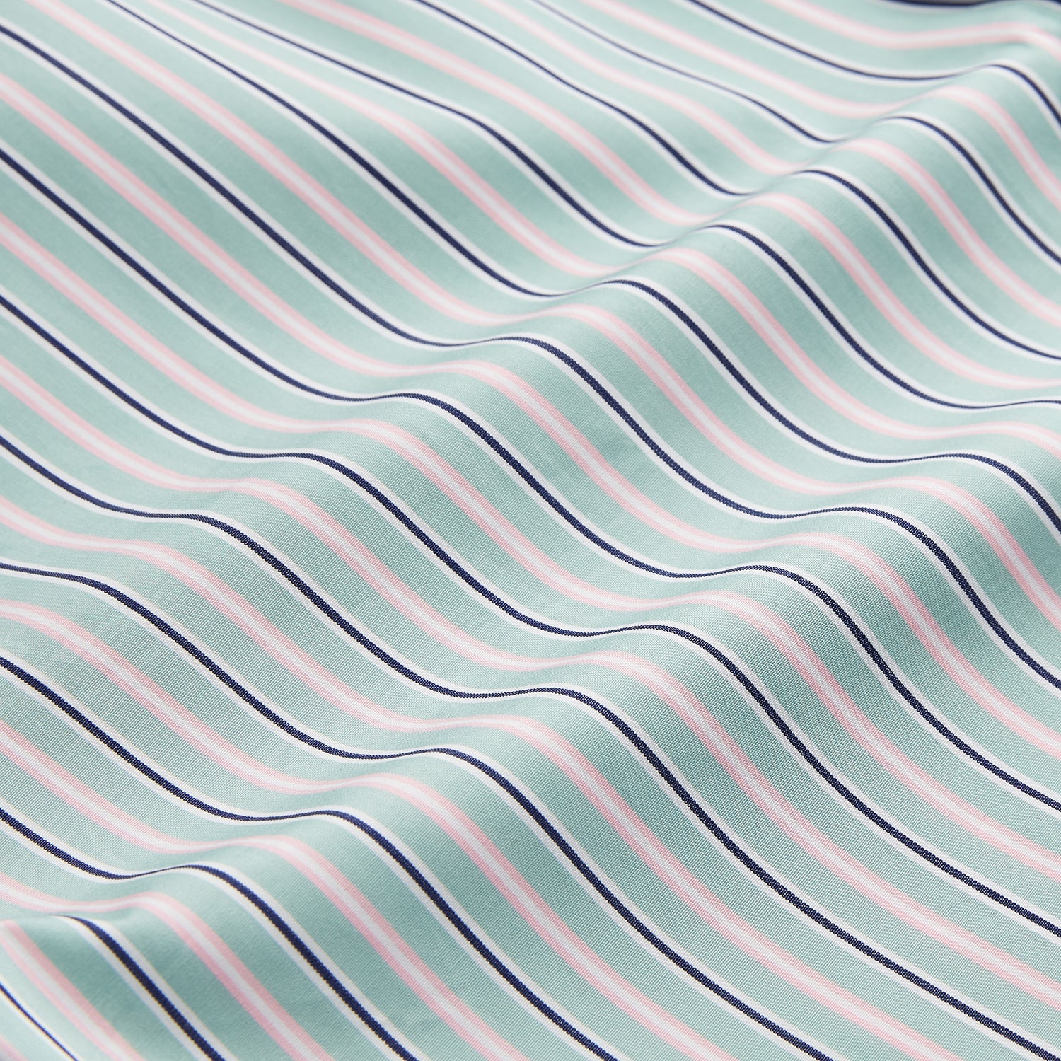 View 4 of product Green, Navy & Pink Stripe Regular Fit Shirt with T&A Collar and 3 Button Cuffs
