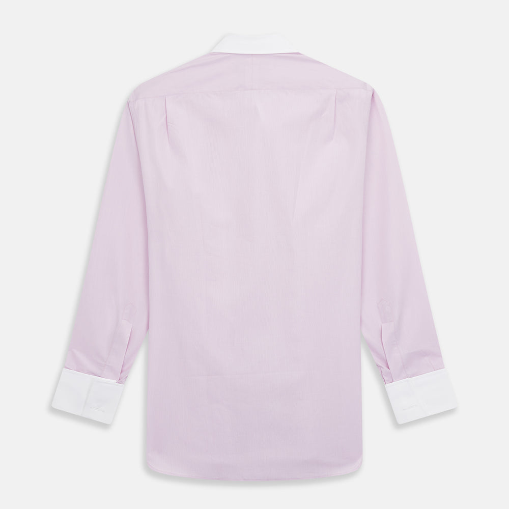 Pink Micro-Check Regular Fit Shirt with White T&A Collar and Double Cuffs