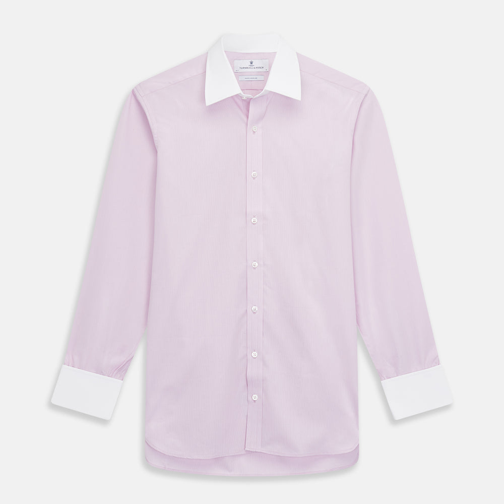Pink Micro-Check Regular Fit Shirt with White T&A Collar and Double Cuffs