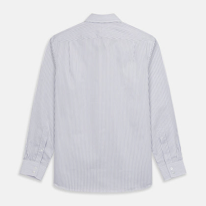 Grey Multi Stripe Tailored Fit Twill Shirt with Kent Collar and 2 Button Cuffs Image 4