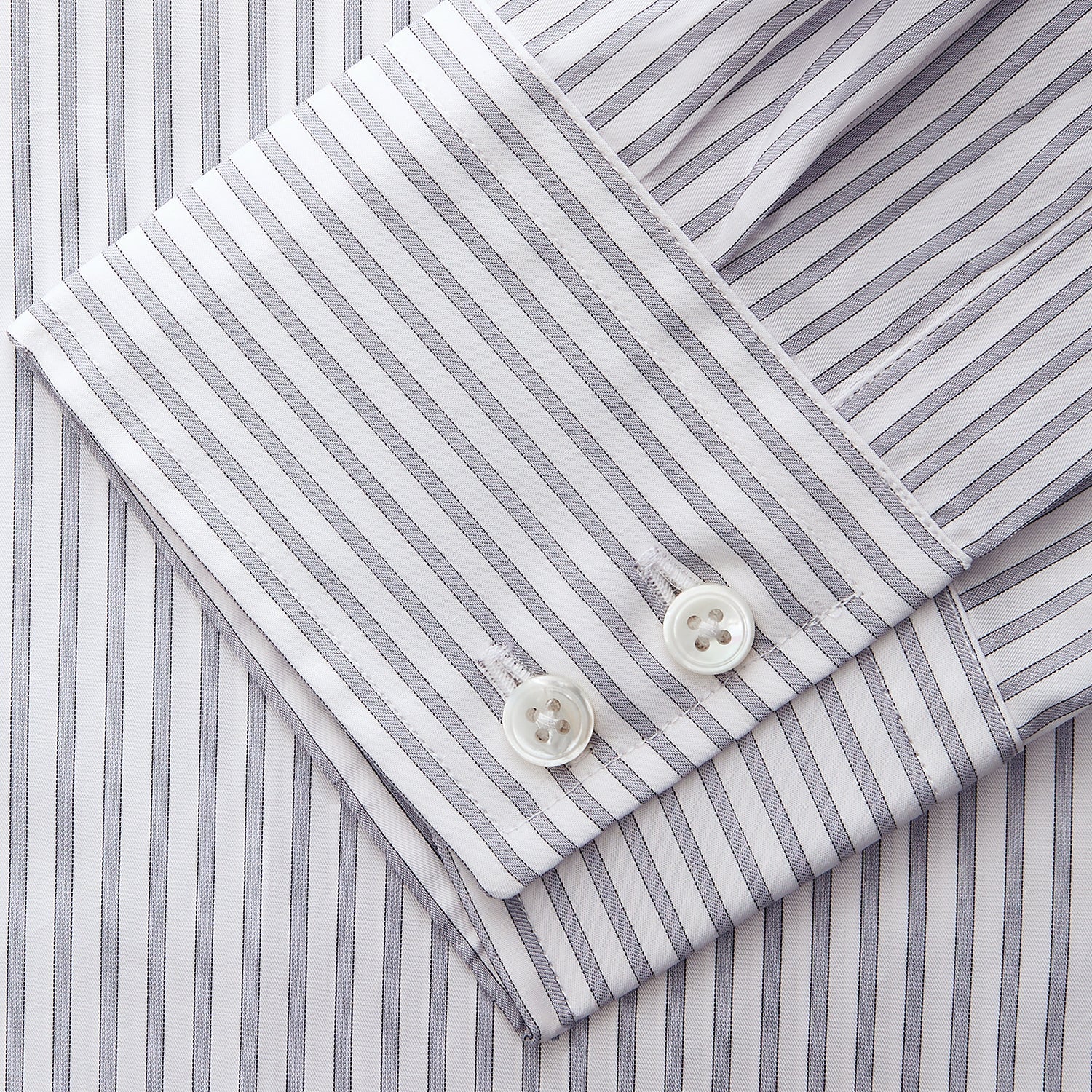 View 3 of product Grey Multi Stripe Tailored Fit Twill Shirt with Kent Collar and 2 Button Cuffs