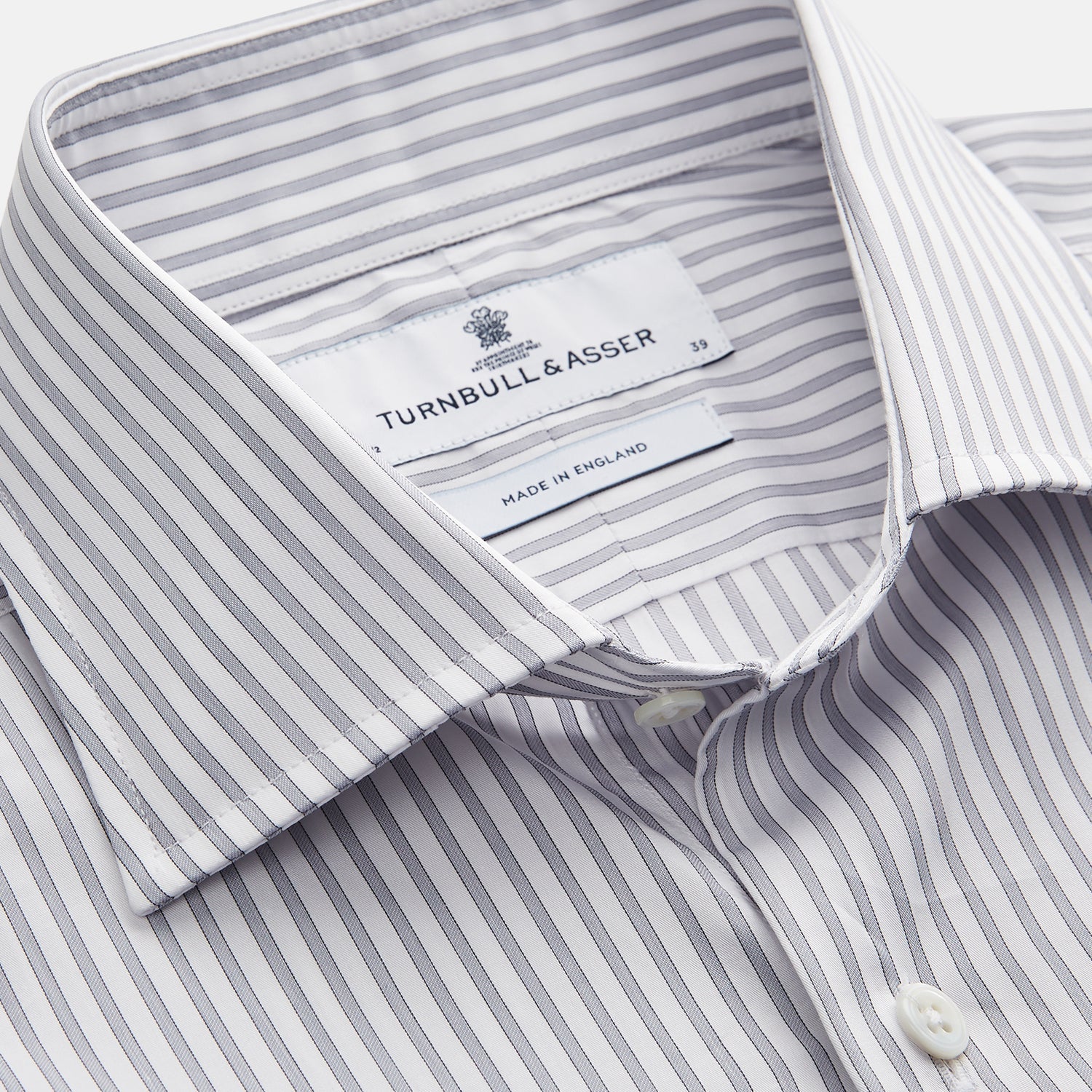 View 2 of product Grey Multi Stripe Tailored Fit Twill Shirt with Kent Collar and 2 Button Cuffs