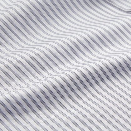 Grey Multi Stripe Tailored Fit Twill Shirt with Kent Collar and 2 Button Cuffs Image 3