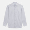 View 1 of product Grey Multi Stripe Tailored Fit Twill Shirt with Kent Collar and 2 Button Cuffs