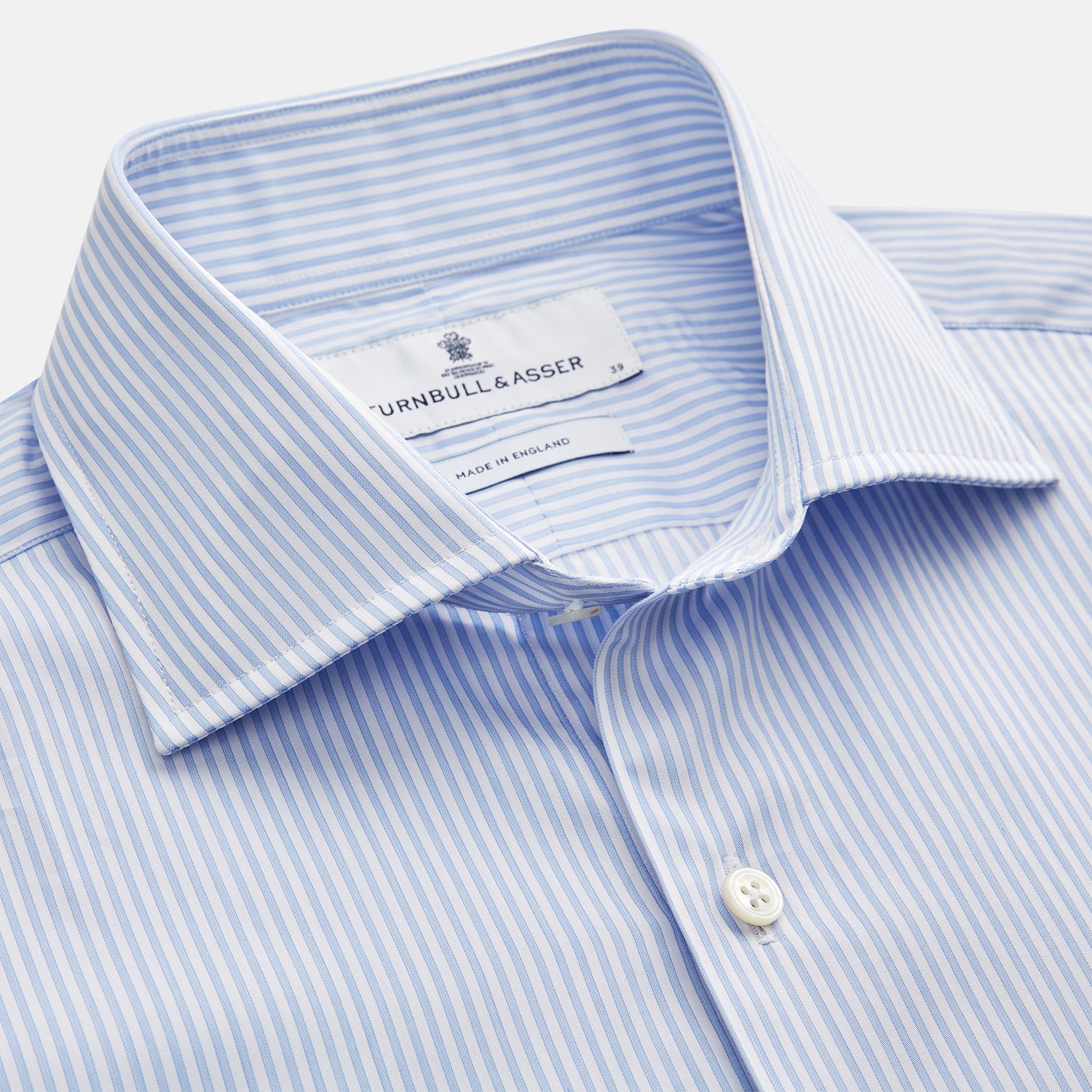 Blue Multi Stripe Tailored Fit Twill Shirt with Kent Collar and 2 Button Cuffs