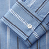 Blue Multi Chambray Stripe Weekend Fit Shirt with Derby Collar and 1 Button Cuffs