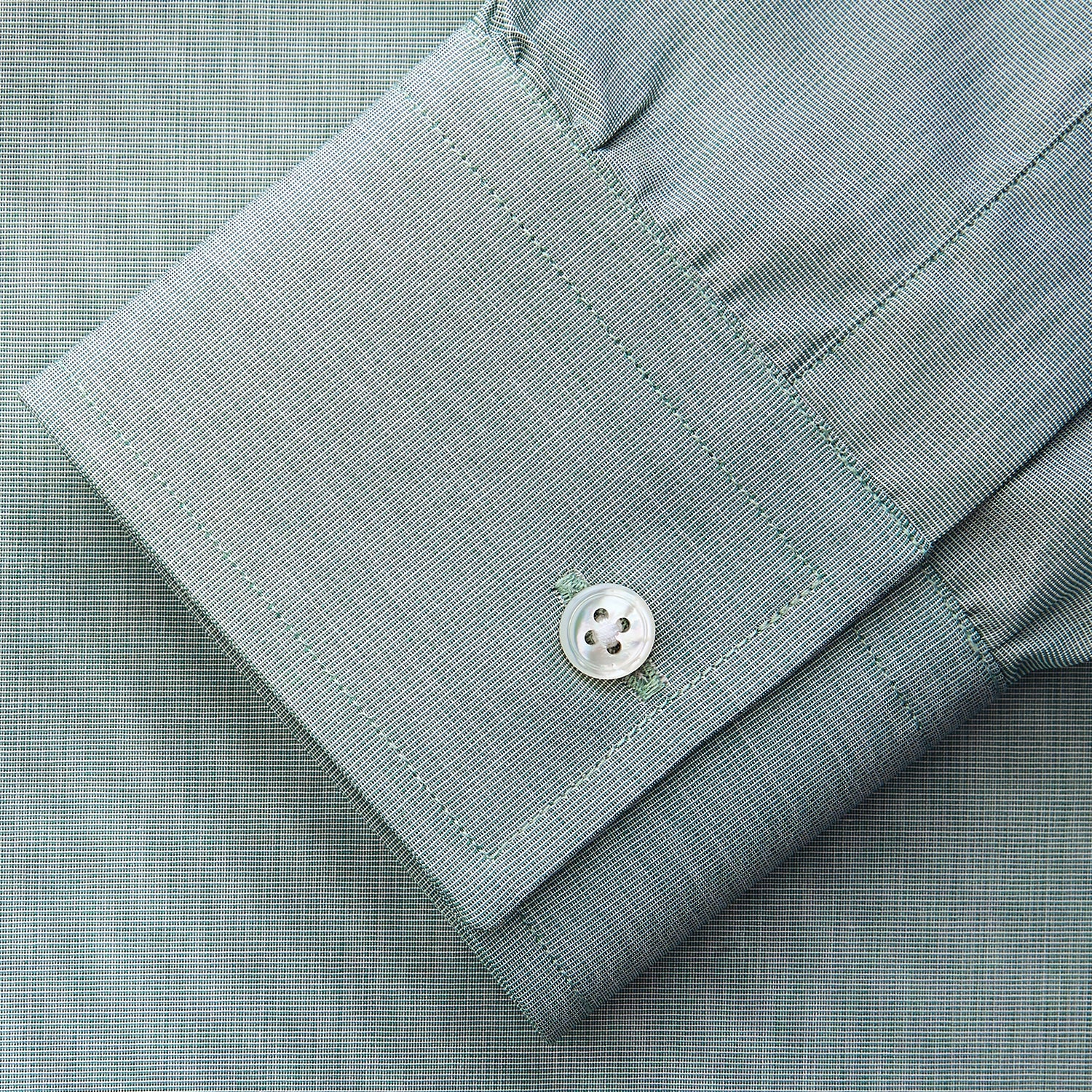 View 5 of product Green Weekend Fit Shirt with Long Point Collar and Single Button Cuffs
