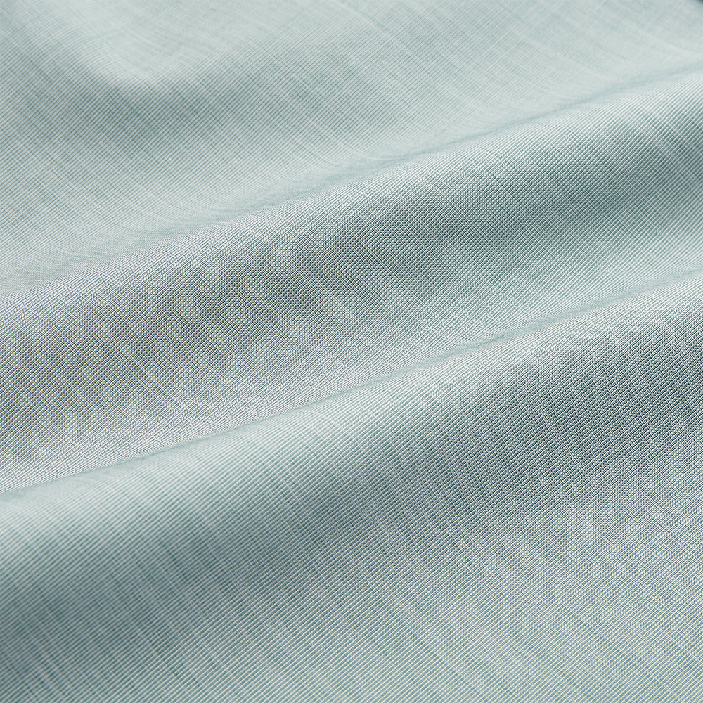 Green Weekend Fit Shirt with Long Point Collar and Single Button Cuffs