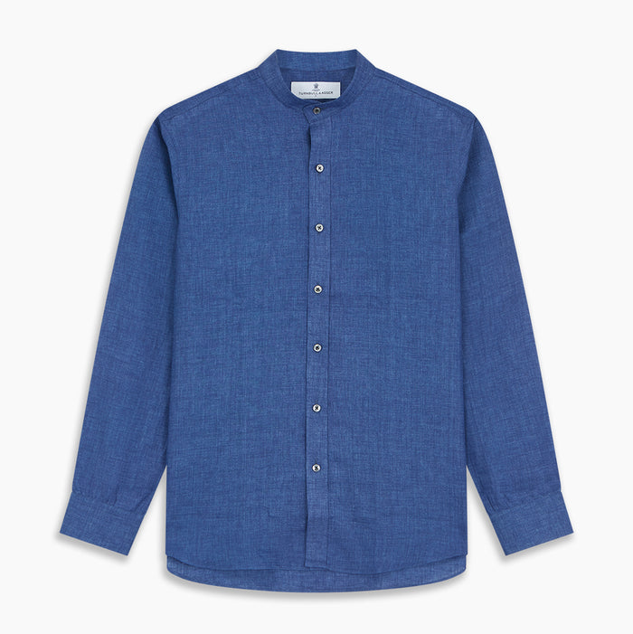 Navy Linen Weekend Fit Blake Shirt Image 5