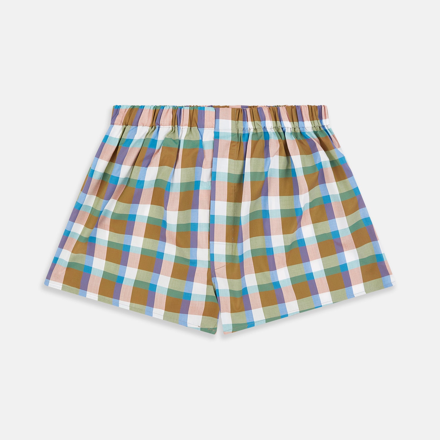 View 1 of product Green and Pink Multi Check Linen Blend Godfrey Boxer Shorts