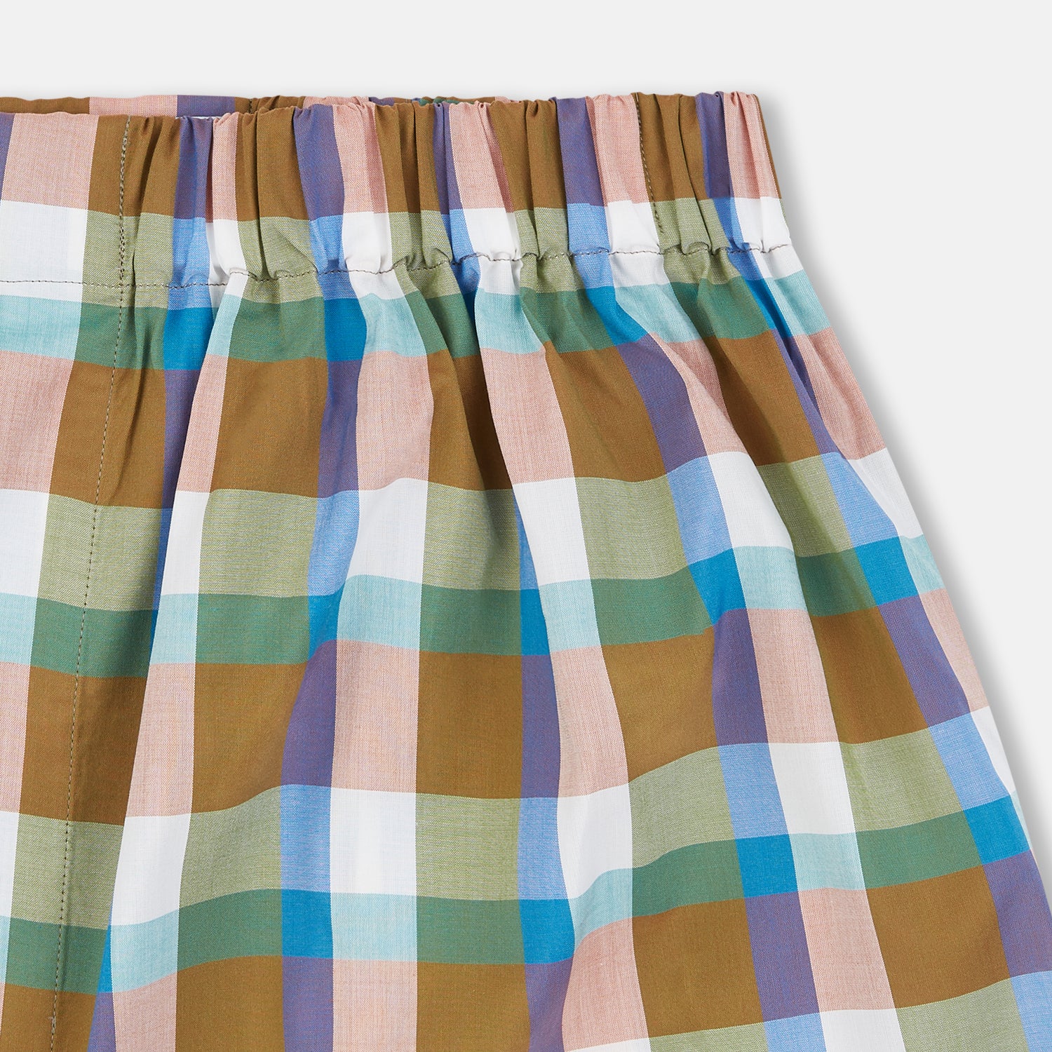 Green and Pink Multi Check Linen Blend Godfrey Boxer Shorts