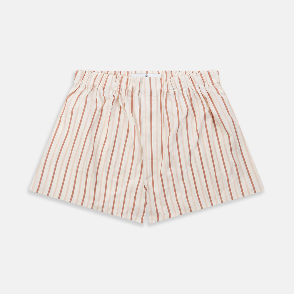 Burgundy Multi Striped Cotton Godfrey Boxer Shorts