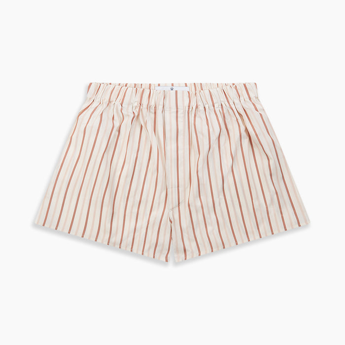 Burgundy Multi Striped Cotton Godfrey Boxer Shorts Image 2