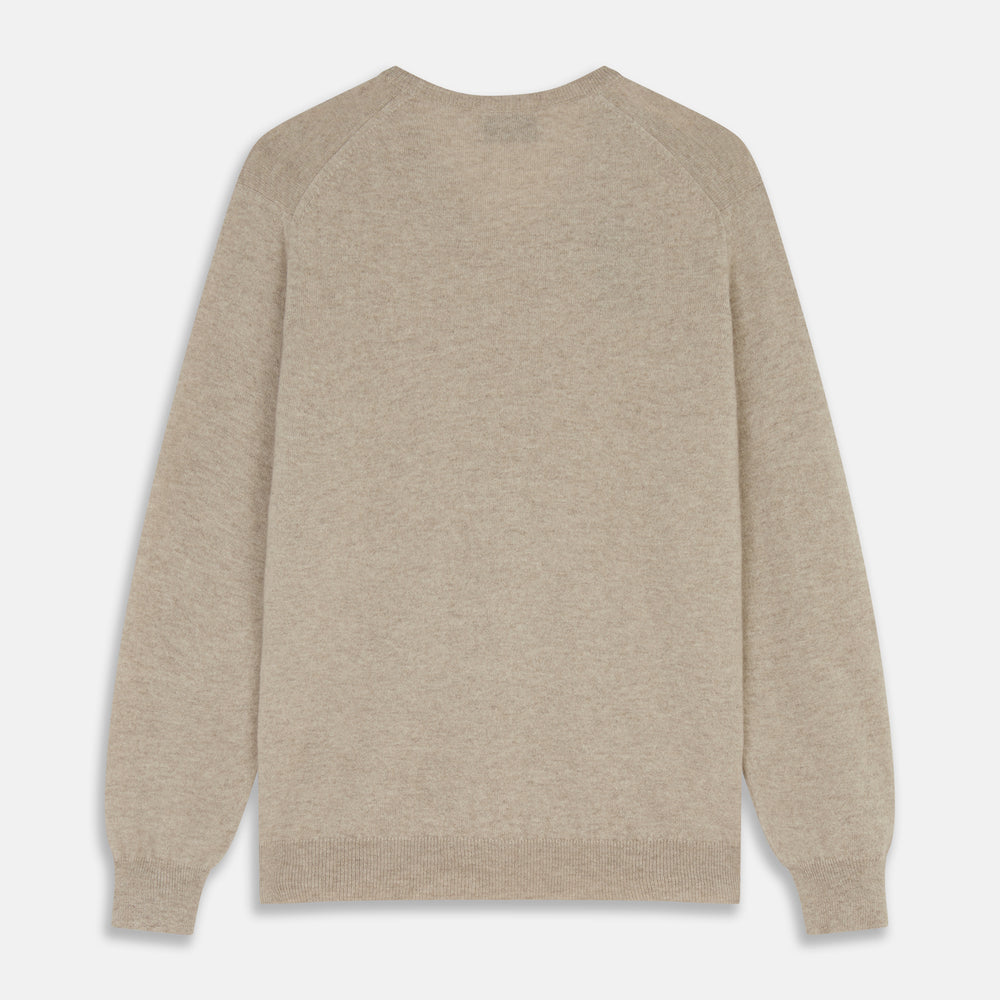 Beige Cashmere Paden V-Neck Jumper