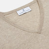 View 2 of product Beige Cashmere Paden V-Neck Jumper