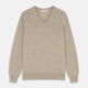 Beige Cashmere Paden V-Neck Jumper