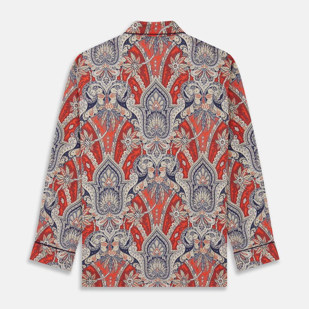 Red Baroque Silk-Blend Hyde Pyjama Set