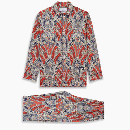 Red Baroque Silk-Blend Hyde Pyjama Set Image 6