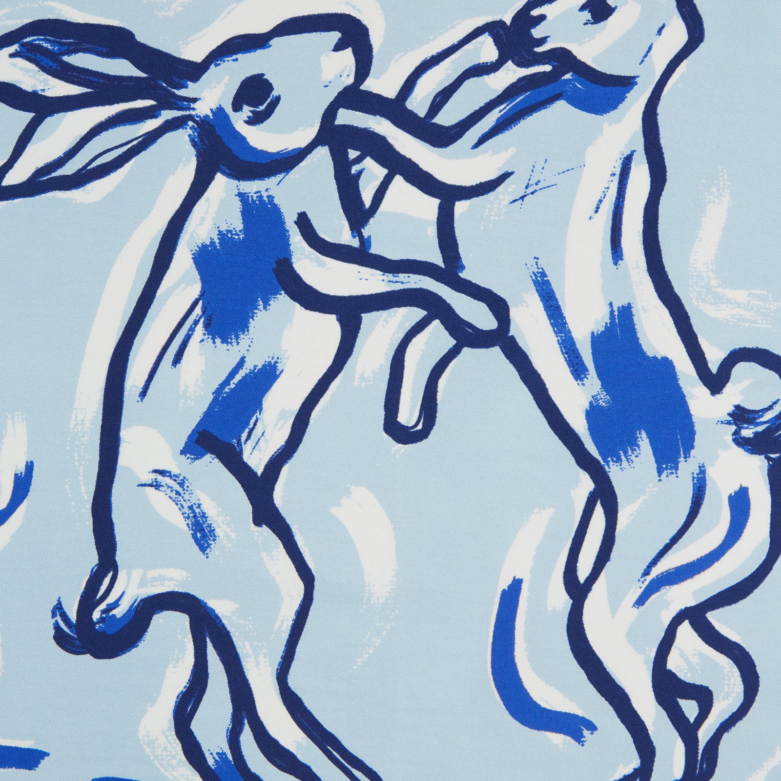Sky Blue Boxing Hares Silk Pocket Square