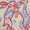 Ecru and Red Boxing Hares Silk Pocket Square