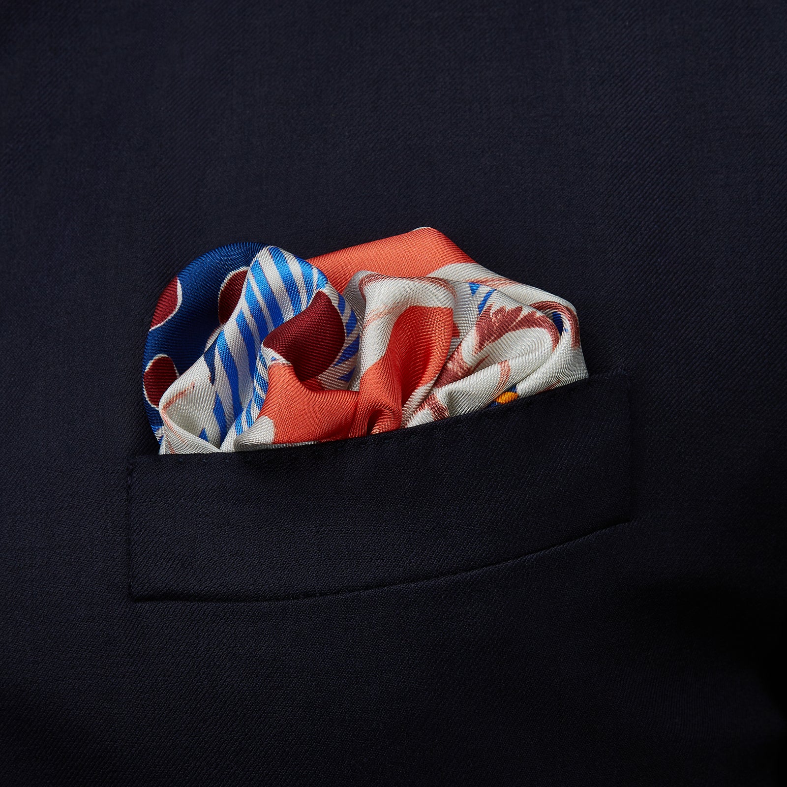View 2 of product Pink and Red Lily Silk Pocket Square