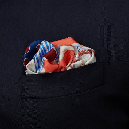 Pink and Red Lily Silk Pocket Square Image 1