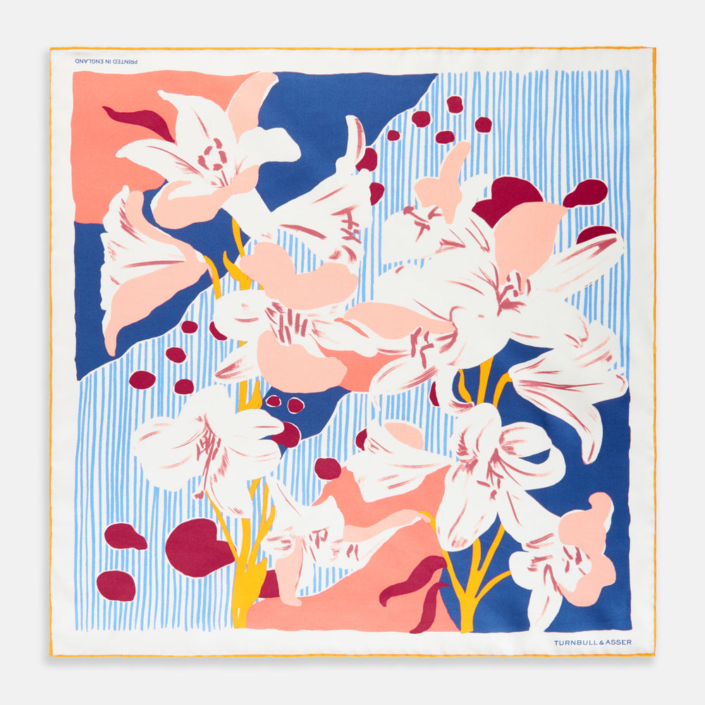 Pink and Red Lily Silk Pocket Square