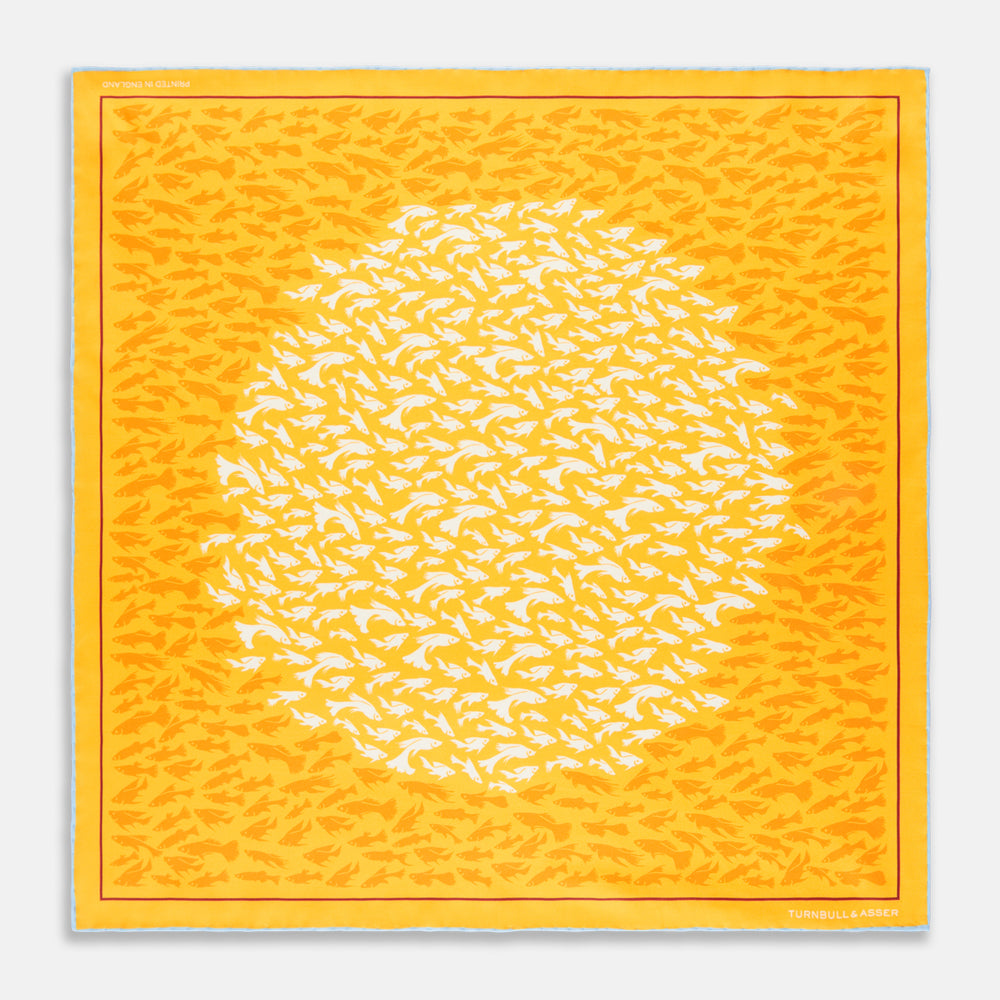 Orangeberry Fish Mosaic Silk Pocket Square