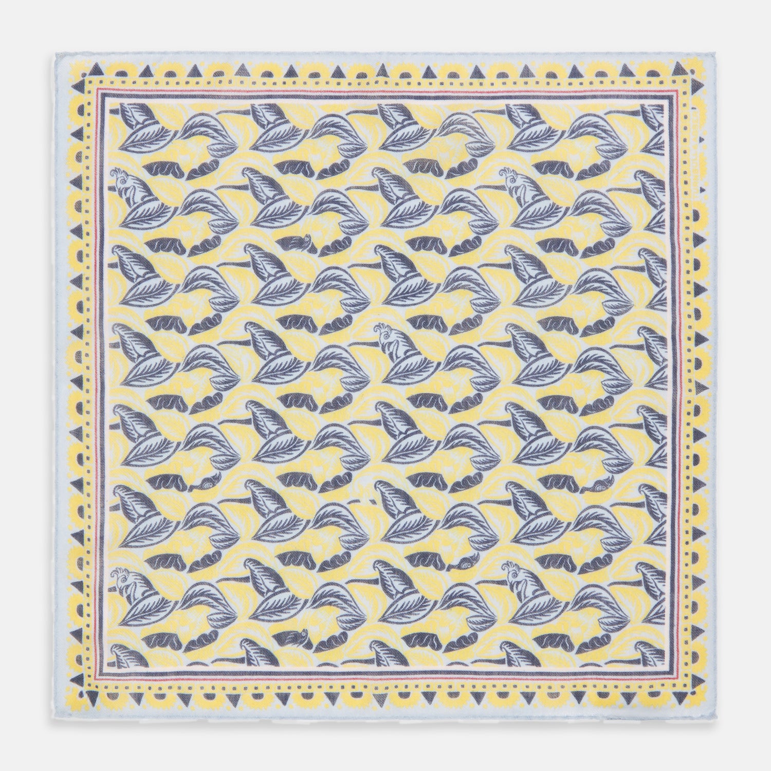 Apricot And Blue Tropical Bird Pattern Wool Pocket Square