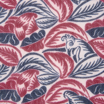 Pink And Blue Tropical Bird Pattern Wool Pocket Square Image 2