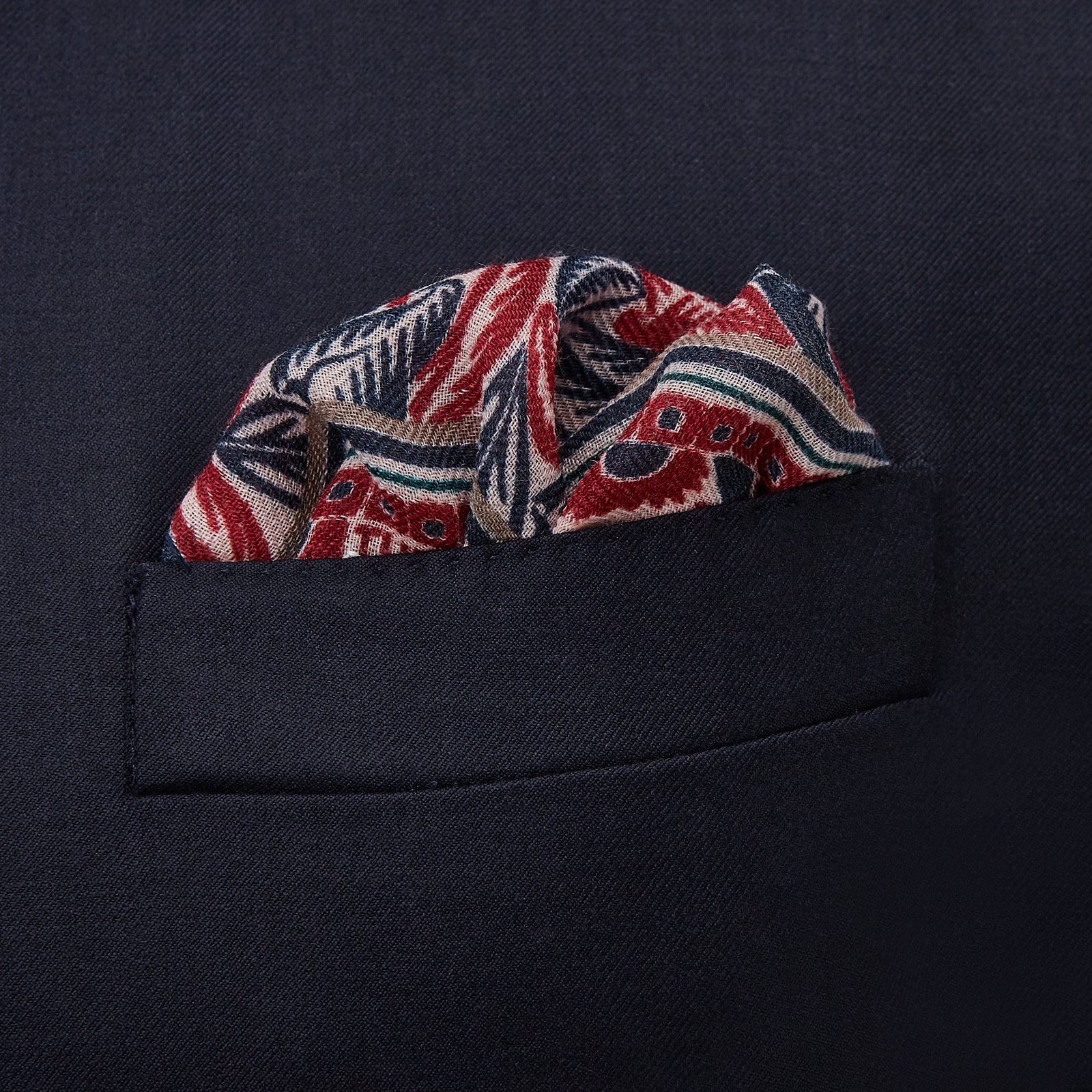 View 2 of product Pink And Blue Tropical Bird Pattern Wool Pocket Square