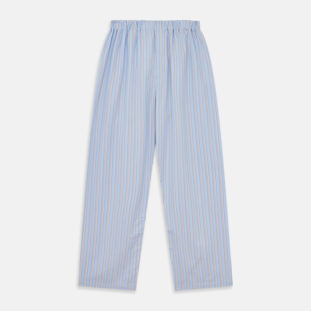 Pale Blue Multi Stripe Cotton Hastings Pyjama Trousers