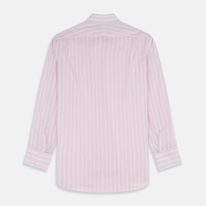 Pink and Peach Multi Stripe Cotton Regular Fit Whitby Shirt Image 4