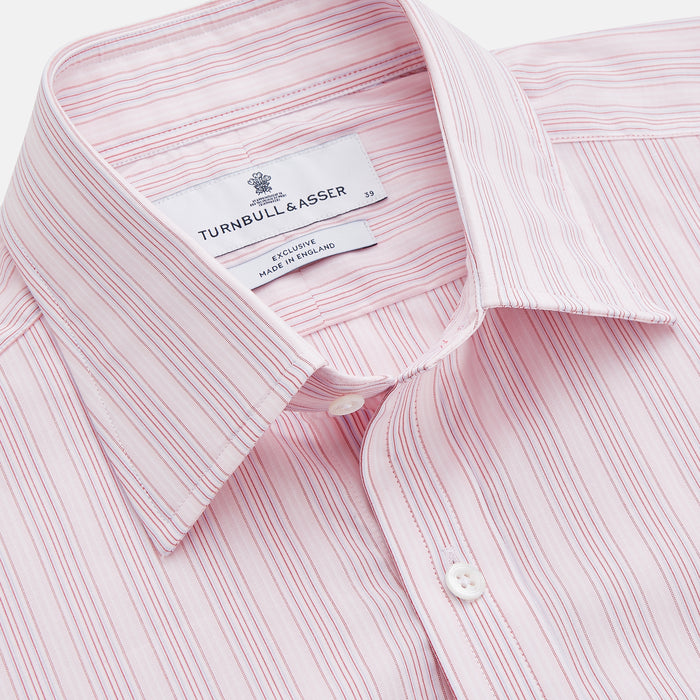 Pink and Peach Multi Stripe Cotton Regular Fit Whitby Shirt Image 1