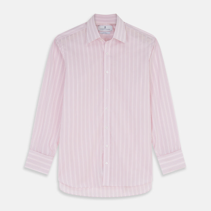 Pink and Peach Multi Stripe Cotton Regular Fit Whitby Shirt