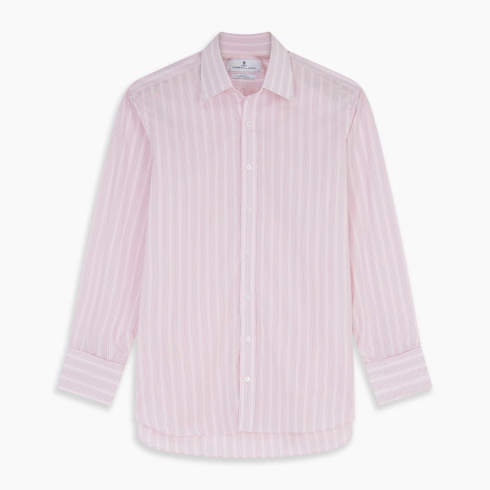 Pink and Peach Multi Stripe Cotton Regular Fit Whitby Shirt Image 5